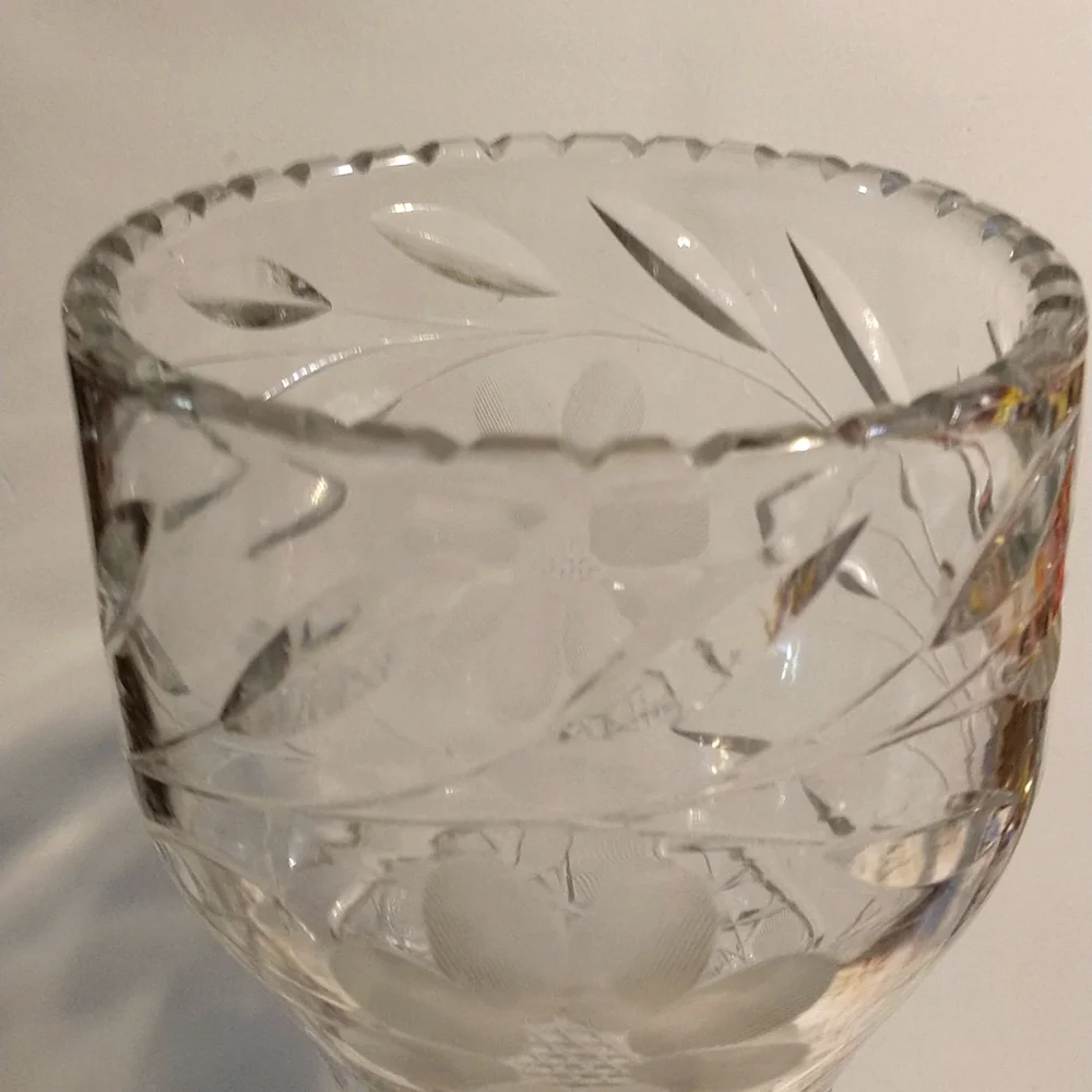Botanical Elegant Vintage Crystal Hand-Cut Heavy 12